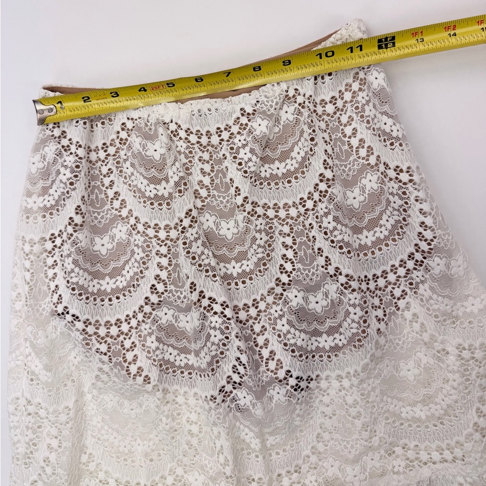 For Love & Lemons Rosalita Sheer Lace Midi Skirt Nude Built-In Snap Bodysuit XS - Picture 5 of 16